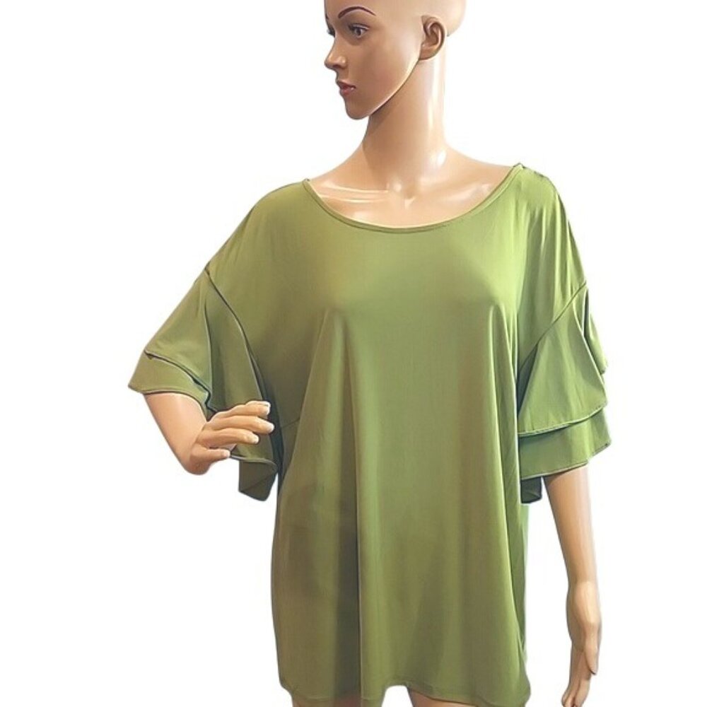 Vince Camuto Green Ruffle Sleeve Tunic - Picture 7 of 10